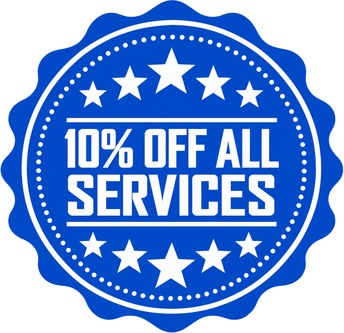 Blue 10 Off Services Badge e1791999516737
